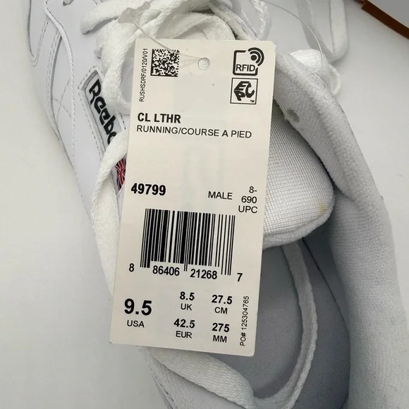 Reebok Men's White/Gum Sole Sneakers - Picture 5 of 6